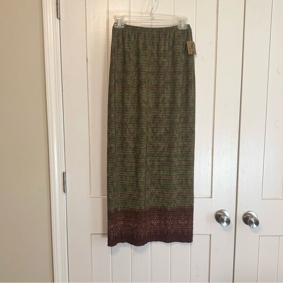 Vintage Pleat Pleat by Raphael Olive Green and Brown Women's Maxi Skirt Set NWT - Picture 5 of 10